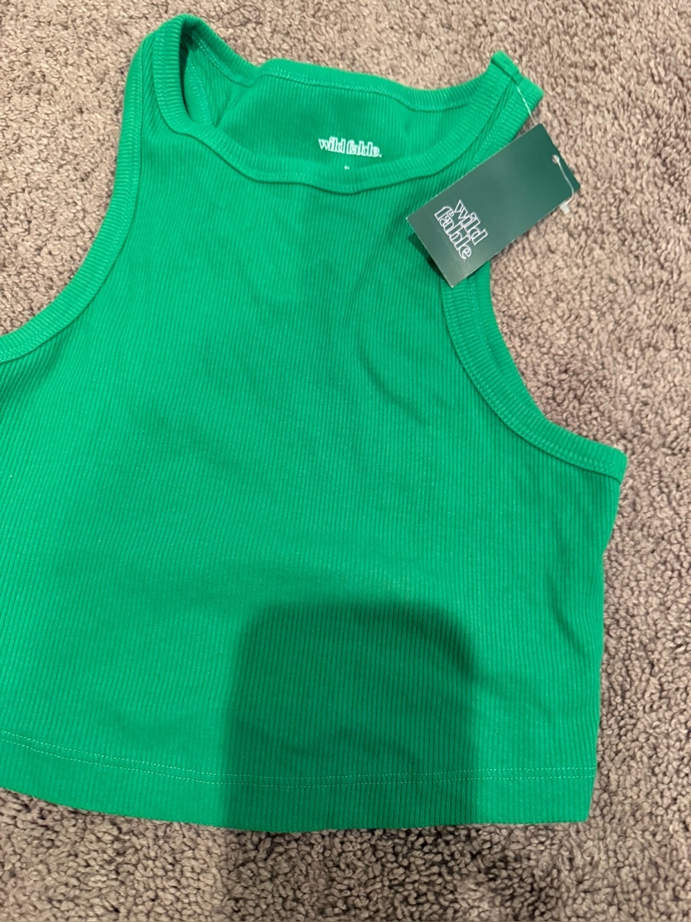 wild fable Bright Green Ribbed Cropped Tank